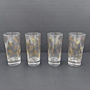 Gold Pineapple Highball Glasses Set of 4  William A. Meier Co. Good Luck Pattern